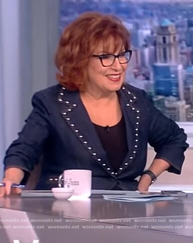 Joy’s denim studded trim blazer on The View