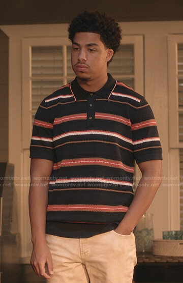 Junior’s black striped polo shirt on Black-ish
