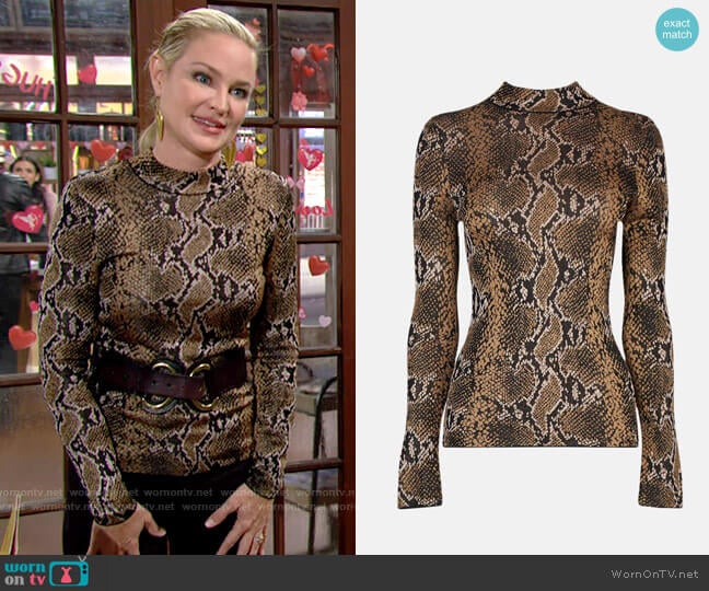 Karen Millen Snake Patterned Slinky Knit Top worn by Sharon Newman (Sharon Case) on The Young and the Restless