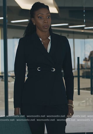 Kate’s black belted blazer on Billions