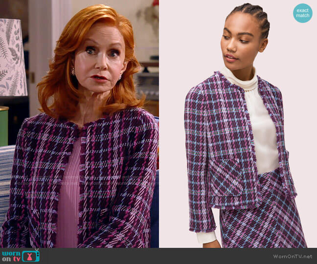 Kate Spade Plaid Tweed Jacket worn by Sheila (Swoosie Kurtz) on Call Me Kat