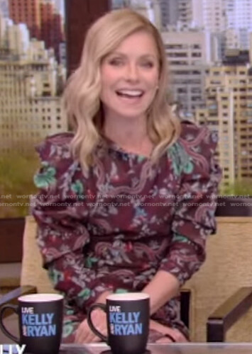 Kelly’s brown floral print dress on Live with Kelly and Ryan