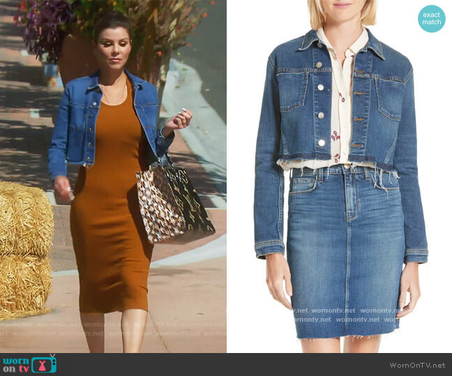 Zuma Raw Hem Crop Denim Jacket by L'Agence worn by Heather Dubrow  on The Real Housewives of Orange County