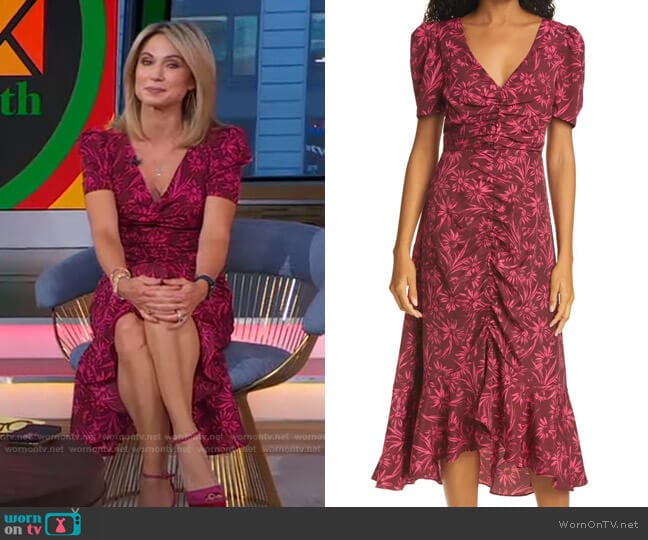 Martinez Floral Ruched Dress by Likely worn by Amy Robach on Good Morning America