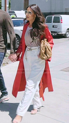 Lisa's red long jacket on The Real Housewives of Salt Lake City