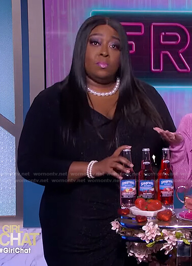 Loni's black zip front dress on The Real