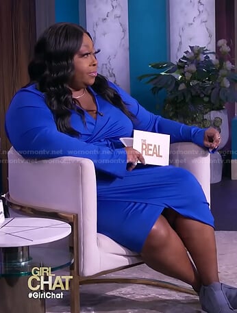 Loni’s blue wrap dress on The Real
