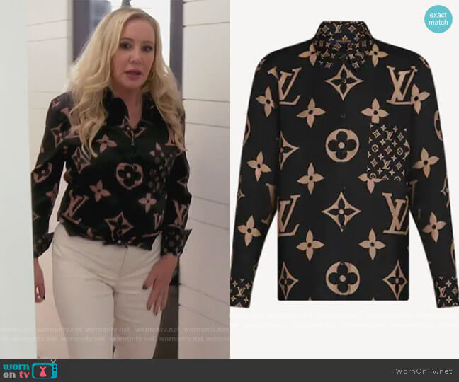 Mixed Monogram Masculine Shirt by Louis Vuitton worn by Shannon Beador  on The Real Housewives of Orange County