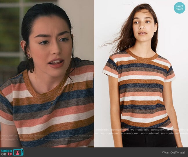 Textured Tee in Stripe by Madewell worn by Annie Sullivan (Anneliese Judge) on Sweet Magnolias