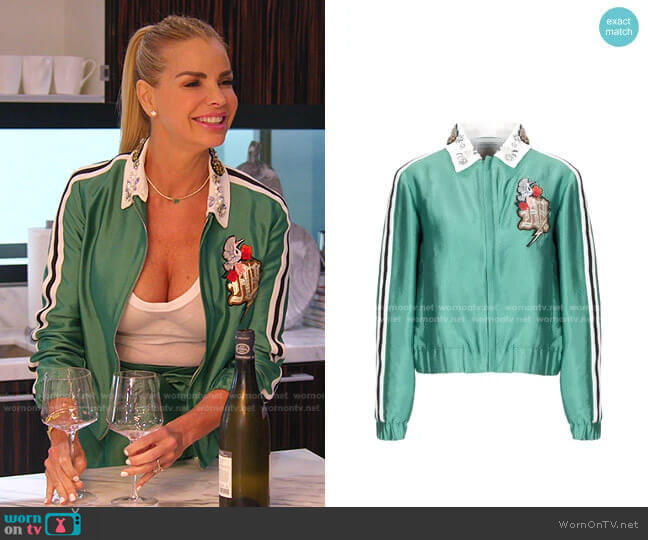 Embellished Collar Bomber Jacket by Maje worn by Alexia Echevarria  on The Real Housewives of Miami