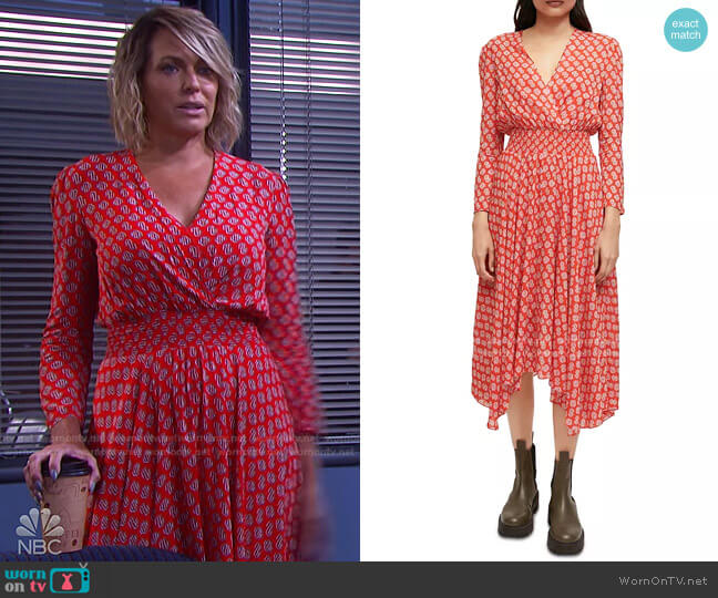 Monogram-Print Midi Dress by Maje worn by Nicole Walker (Arianne Zucker) on Days of our Lives