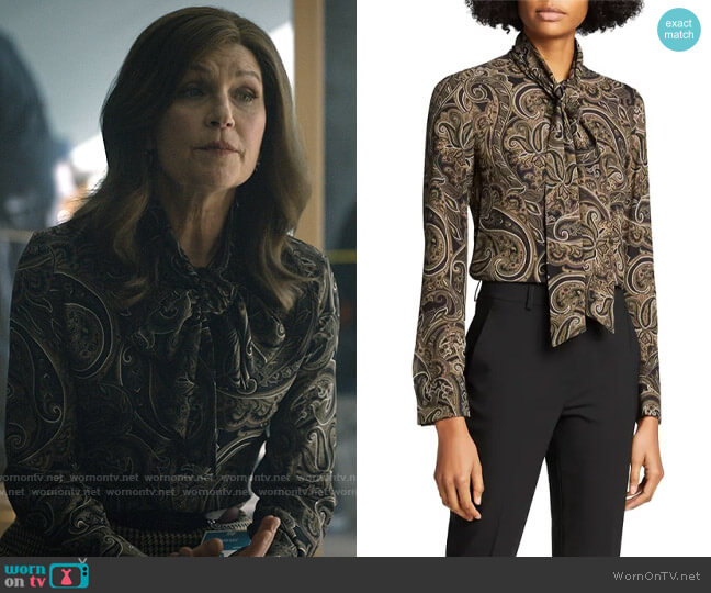 Michael Kors Collection Paisley Tie-Neck Silk Blouse worn by Vivian Katz (Wendy Crewson) on Good Sam