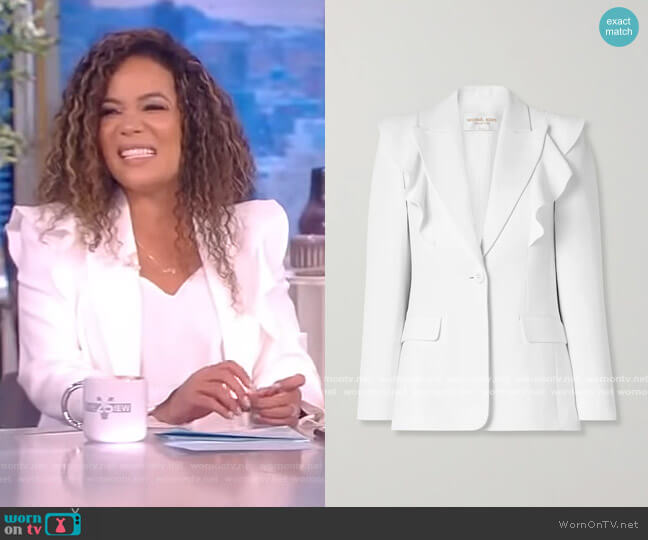 Ruffled crepe blazer by Michael Kors Collection worn by Sunny Hostin on The View