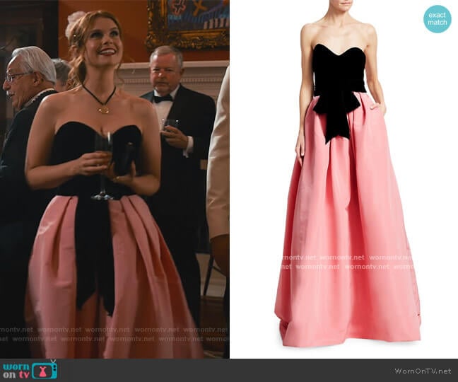 Velvet Bodice Silk Ball Gown by Monique Lhuillier worn by Maddie Townsend (JoAnna Garcia Swisher) on Sweet Magnolias