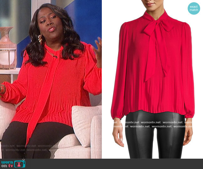 WornOnTV: Sheryl’s red pleated tie neck blouse on The Talk | Sheryl ...