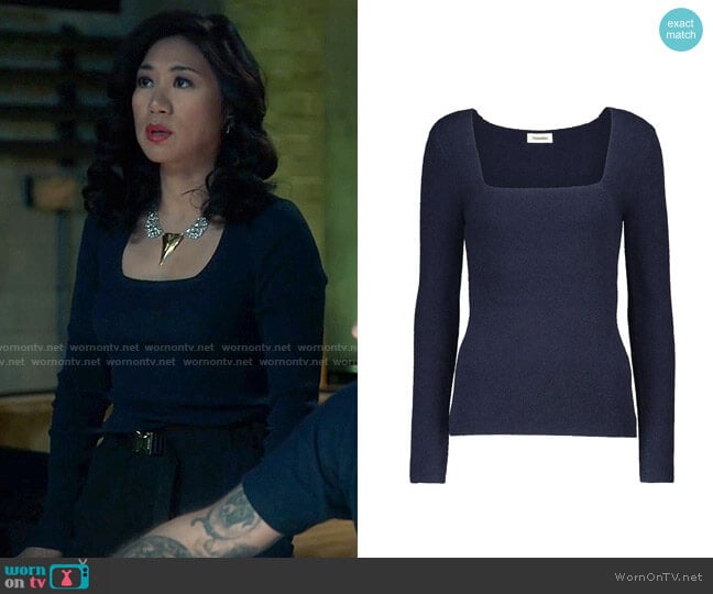 Nanushka Ambru Top worn by Melody Bayani (Liza Lapira) on The Equalizer