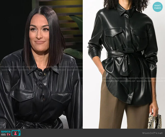 Tie-Waist Shirt by Nanushka worn by Nikki Bella on E! News Daily Pop