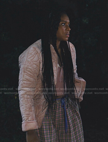 Naomi's pink quilted zip jacket on Naomi
