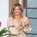 Natalie’s beige print tiered dress on The Talk