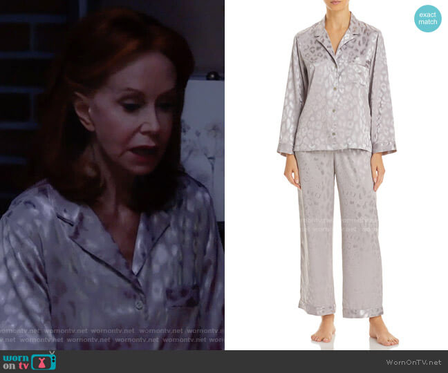 Natori Notch Leopard-Print Pajama Set worn by Sheila (Swoosie Kurtz) on Call Me Kat