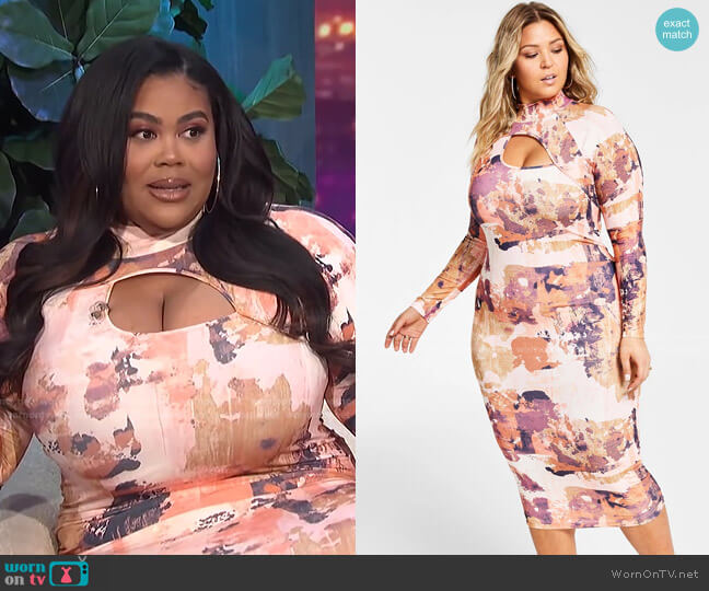 Trendy Plus Size Printed Bodycon Cutout-Detail Dress by Nina Parker worn by Nina Parker  on E! News