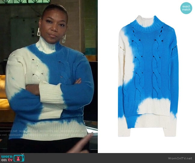 Off White tie-dye cable-knit jumper worn by Robyn McCall (Queen Latifah) on The Equalizer