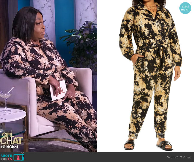 Boiler Long Sleeve Drawstring Jumpsuit by Open Edit worn by Loni Love  on The Real