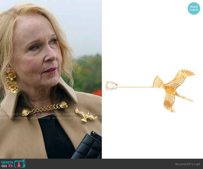 Oscar de la Renta Crane Brooch worn by Nora Radford (Kate Burton) on Inventing Anna