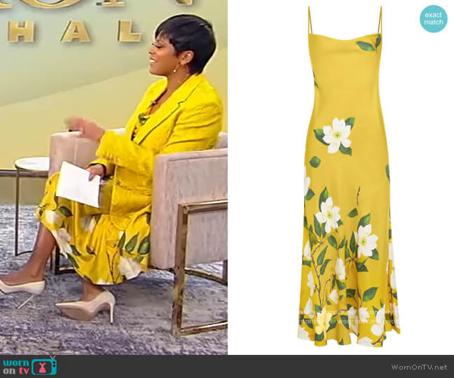 Silk Magnolia Degrade Slip Dress by Oscar de la Renta worn by Tamron Hall on Tamron Hall Show