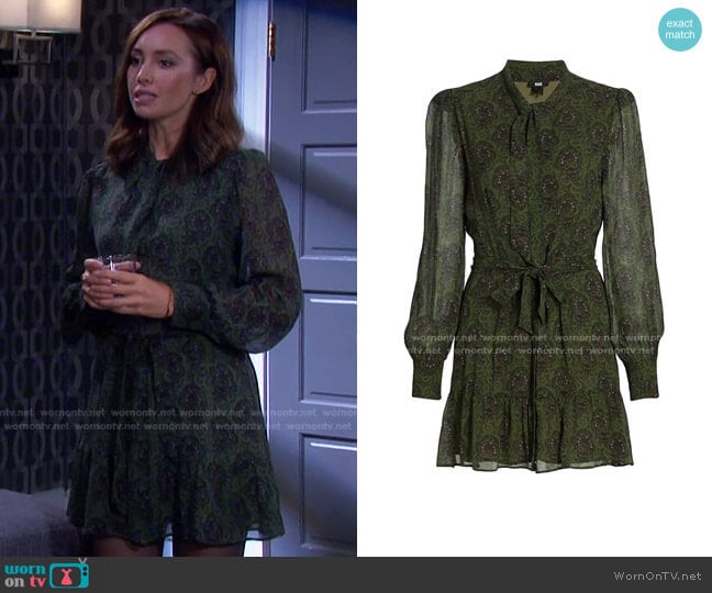 Vittoria Paisley Silk Mini Dress by Paige worn by Gwen Rizczech (Emily O'Brien) on Days of our Lives