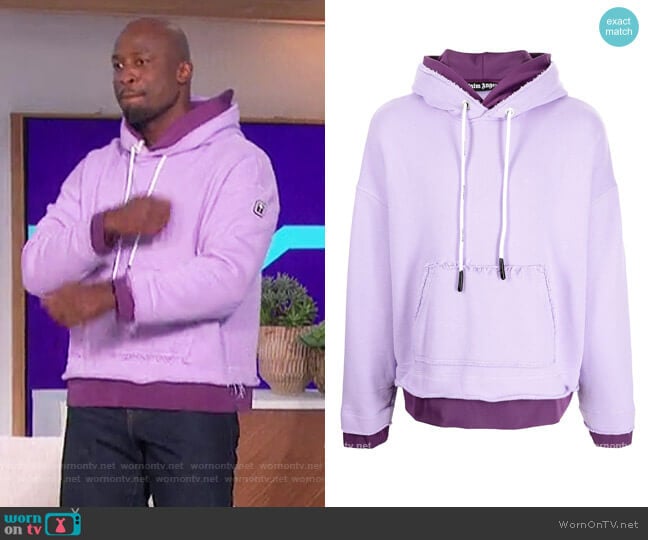 Double Layer Hoodie by Palm Angels worn by Akbar Gbajabiamila on The Talk