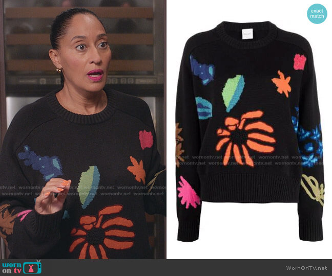 Floral-Intarsia Jumper by Paul Smith worn by Rainbow Johnson (Tracee Ellis Ross) on Black-ish