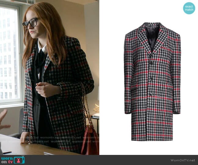 Paul Smith Plaid Coat worn by Anna Delvey (Julia Garner) on Inventing Anna