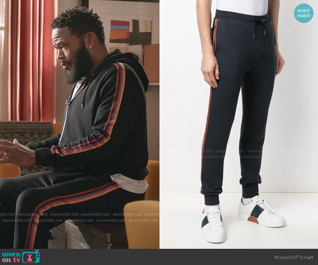 Side-Stripe Track Pants by Paul Smith worn by Andre Johnson (Anthony Anderson) on Blackish