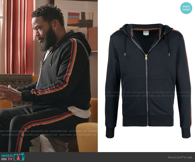 Side-Stripe Zip Hoodie by Paul Smith worn by Andre Johnson (Anthony Anderson) on Black-ish