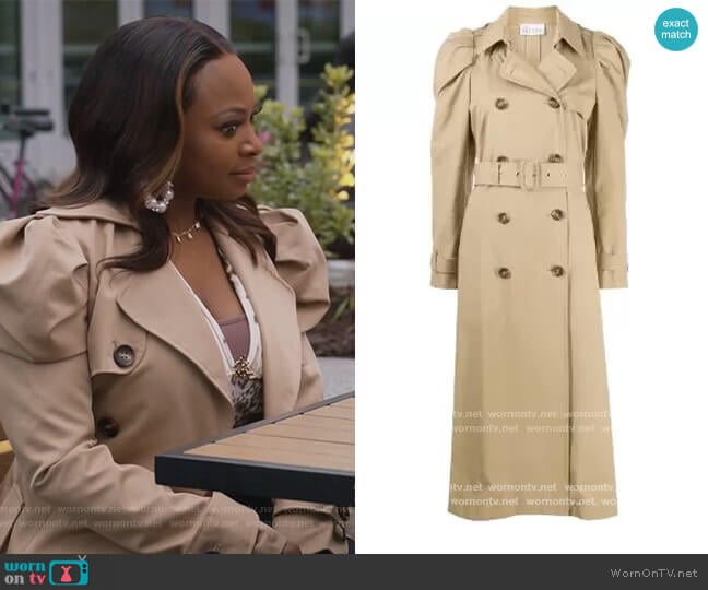 Puff Shoulder Trench Coat by RED Valentino worn by Jill (Naturi Naughton) on Queens