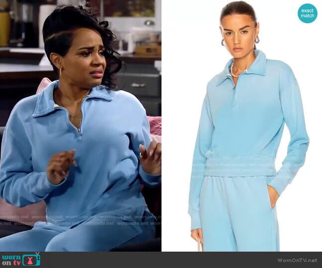 Re/Done 70'S Half Zip Sweatshirt worn by Randi (Kyla Pratt) on Call Me Kat