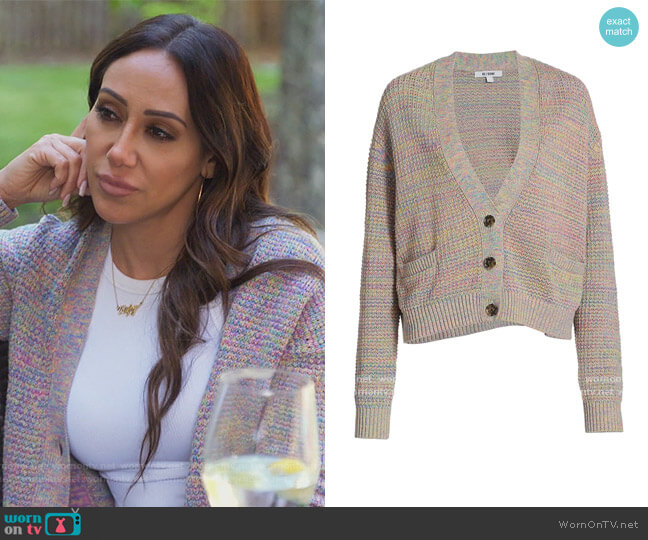 90s Oversize Crop Cardigan by re/done worn by Melissa Gorga  on The Real Housewives of New Jersey