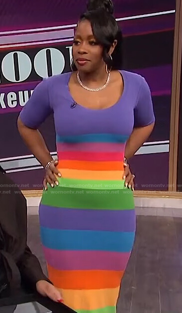 Remy Ma's rainbow striped dress on The Wendy Williams Show