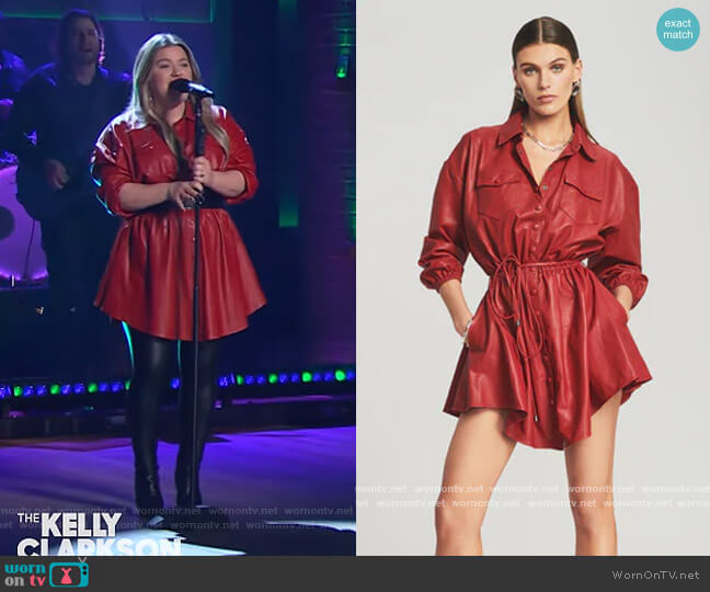 Leather Brandi Dress by Retrofete worn by Kelly Clarkson on The Kelly Clarkson Show