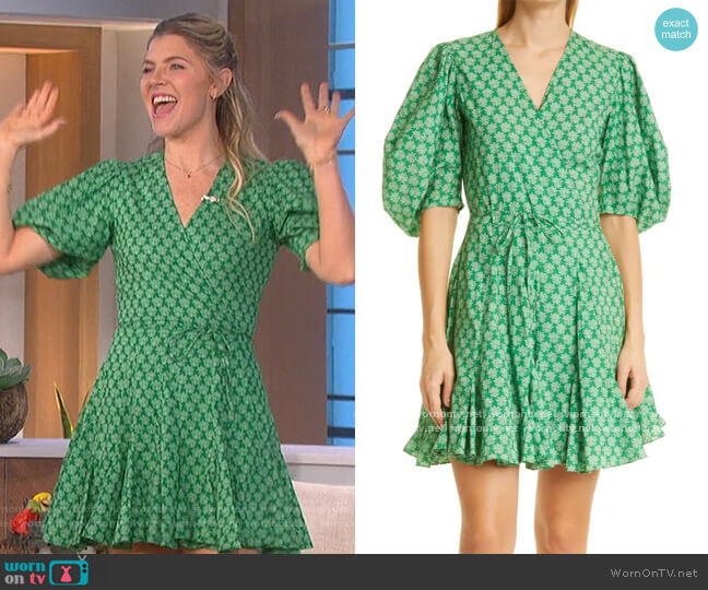 Claudine Floral Cotton Wrap Dress by Rhode worn by Amanda Kloots  on The Talk