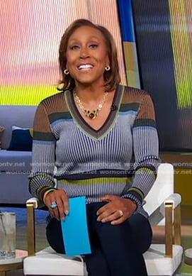 Robin's striped ribbed sweater on Good Morning America