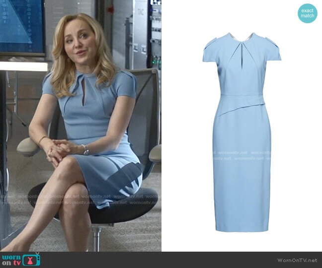 Eppleton Pleated Crepe Midi Dress by Roland Mouret worn by Marissa Morgan (Geneva Carr) on Bull