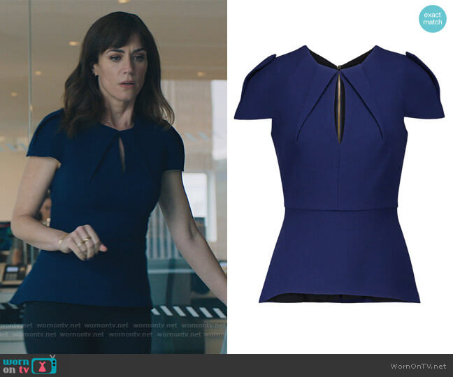 Wern wool crêpe top by Roland Mouret worn by Wendy Rhoades (Maggie Siff) on Billions