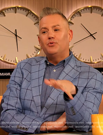 Ross's blue check blazer on The Drew Barrymore Show