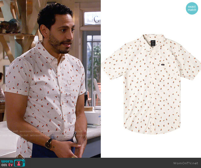 RVCA That'll Do Short Sleeve Button-Down Shirt worn by Oscar (Christopher Rivas) on Call Me Kat