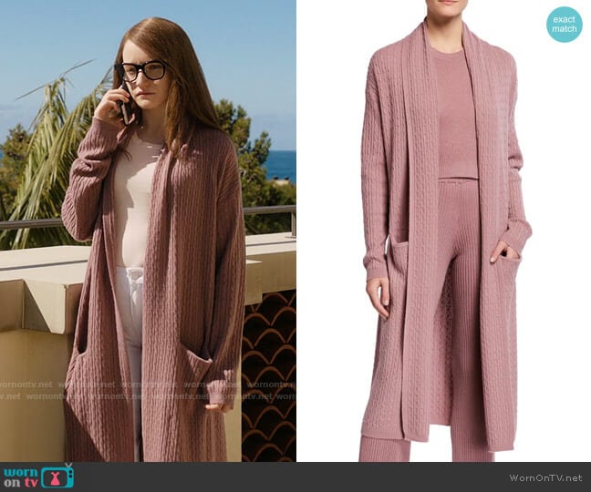 Sablyn Cashmere Cable-Knit Sweater Duster worn by Anna Delvey (Julia Garner) on Inventing Anna