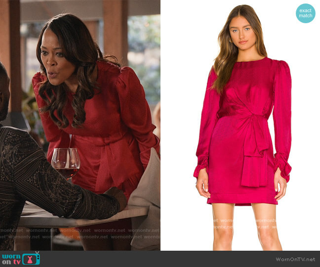 WornOnTV: Robin’s red satin gathered waist dress on Queens | Clothes ...