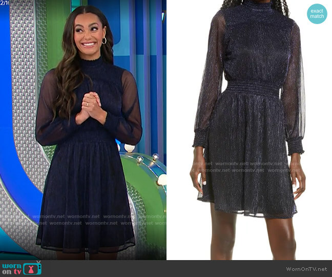 Sam Edelman Metallic Long Sleeve Cocktail Dress worn by Alexis Gaube on The Price is Right