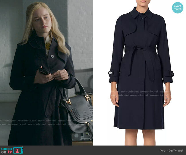 Sandro Pleat-Back Trench Coat worn by Anna Delvey (Julia Garner) on Inventing Anna